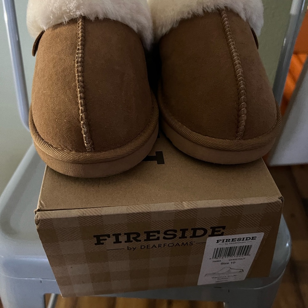 Brown and White Cozy Moccasin Slippers